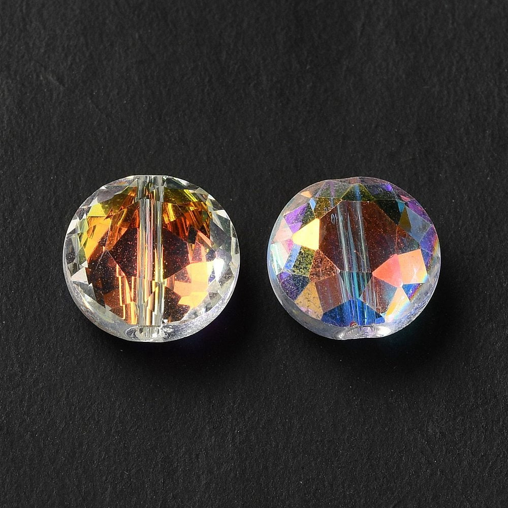 Glass K9 Glass Imitation Austrian Crystal Beads Faceted Flat Round Clear AB 10x6mm Hole: 1.5mm