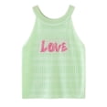 thumbnail image 3 of Girls Sleeveless Halter Knit Tank Top with LOVE Letter Print Green Summer Casual Top for Kids,Size 1-2T, 3 of 4