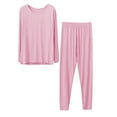 thumbnail image 4 of vigerkar Women's Pajama Set Petite Length Tunic Top Wide Leg Pants Pjs Soft Sleepwear (Pink, 3XL), 4 of 5