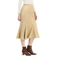 thumbnail image 3 of INSPIRE CHIC Women's Faux Suede A-Line Elastic Back Retro Work Fall Midi Skirt M Apricot, 3 of 8