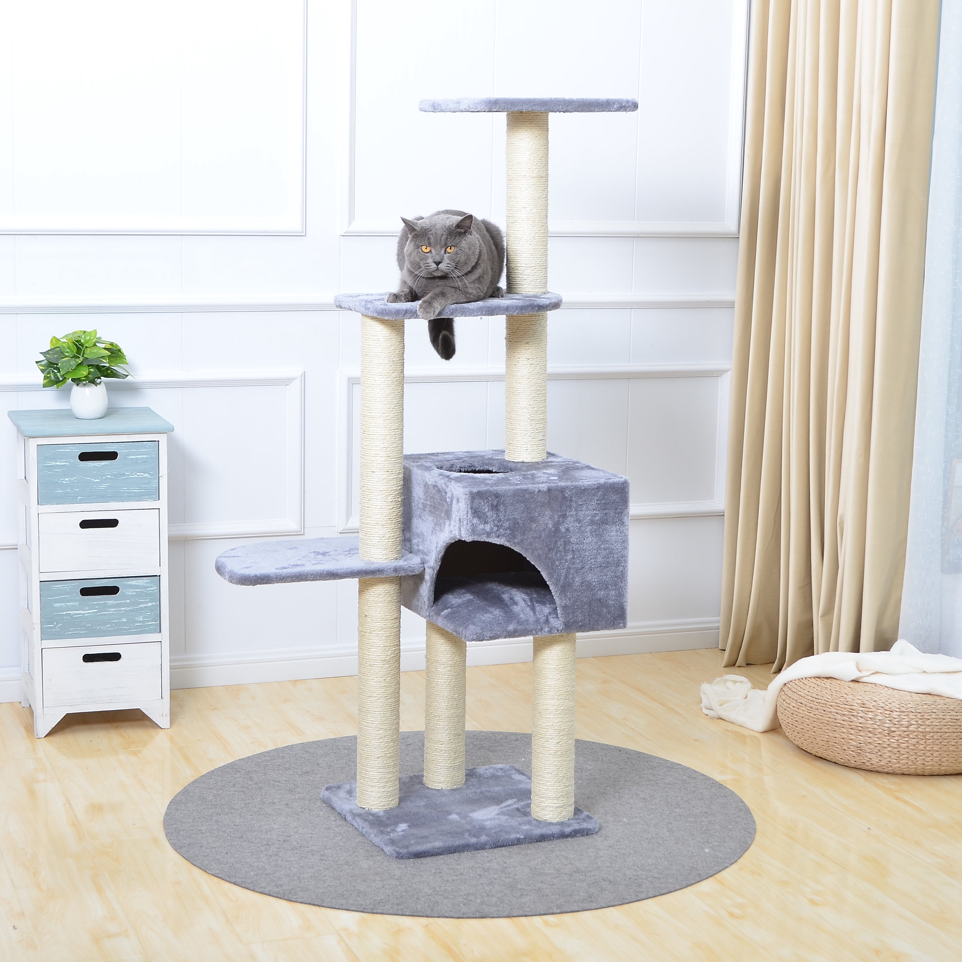 Two by Two Monroe - Gray Scratching Post Cat Furniture - 54.3 in. Tall