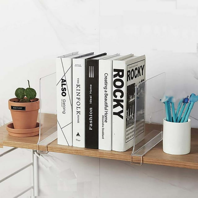 ELAYARD 2Pcs Transparent Acrylic Shelf Dividers No Tool Installation Closet Organizer for Home Storage