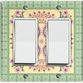 thumbnail image 1 of Metal Light Switch Plate Cover Green Pink Floral Paisley Circular Tile Pattern TIL086, 1 of 13