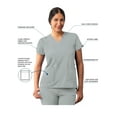 thumbnail image 3 of Adar Addition Scrubs For Women - Modern V-Neck Scrub Top - A6008 - Silver Gray - XL, 3 of 7