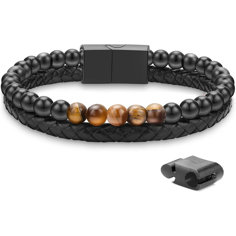 Bracelet Leather Bracelet Men Colorful Black, Men's Bracelet Modern,  High-quality Stainless Steel Magnetic Clasp, Hand-braided Leather -   Canada