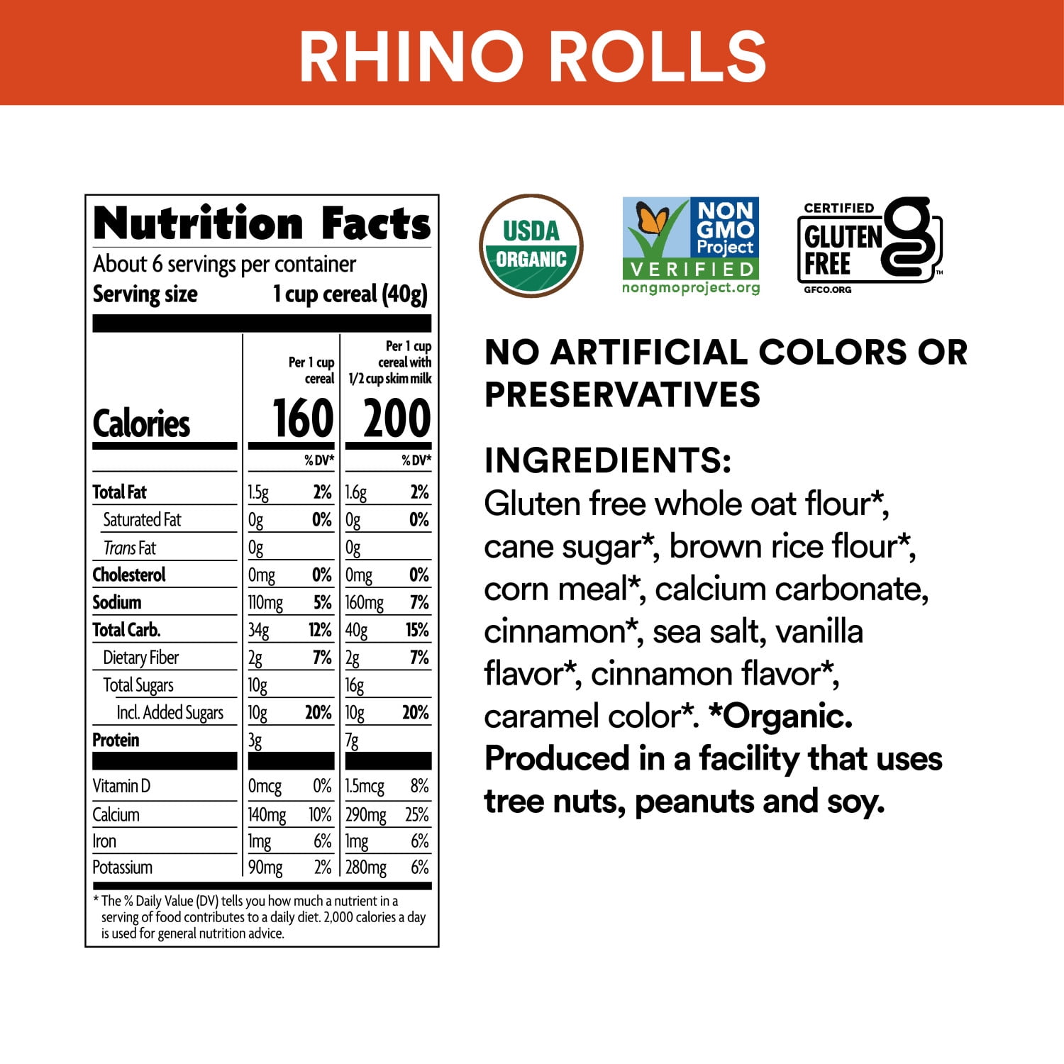 EnviroKidz Organic Rhino Rolls Breakfast Cereal, 9.5oz Box (pack of 12)