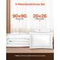 thumbnail image 2 of VEVOR Queen Duvet Cover Set, 100% Cotton, 3 Pieces Bedding Set Queen Size with 1 Duvet Cover 90 x 90 in and 2 Pillow Shams 20 x 26 in, Soft Breathable, Double Zipper Closure, for Home Bedding, White, 2 of 9