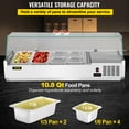 thumbnail image 3 of VEVOR Refrigerated Condiment Prep Station, 48-inch, 10.8Qt Sandwich / Salad Prep Table w/ 3 1/3 Pans & 4 1/6 Pans, 146W Salad Bar w/ 304 Stainless Body Tempered Glass Shield Digital Panel Auto Defrost, 3 of 9