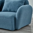 thumbnail image 3 of Loveseat Sofa with Two Pillow, Modern Teddy Fabric Petal Loveseat with Curved Armrests and Backrests, Comfy Living Room Sofa Furniture, Blue, 3 of 7