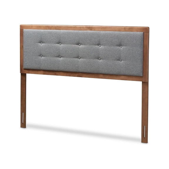 HomeStock Mid-Century Marvel Fabric Upholstered Walnut Brown Finished Wood Headboard, Wall Mount Headboard-Color:Dark Gray,Size:Queen