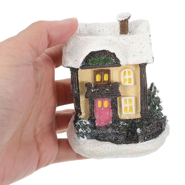 4 Count Christmas Glowing House Woodsy Decor Desk Top Mini Gift Gifts for Daughters from Mothers Lighted Tablescape, Women's, Size: 8X6.5X5.5CM