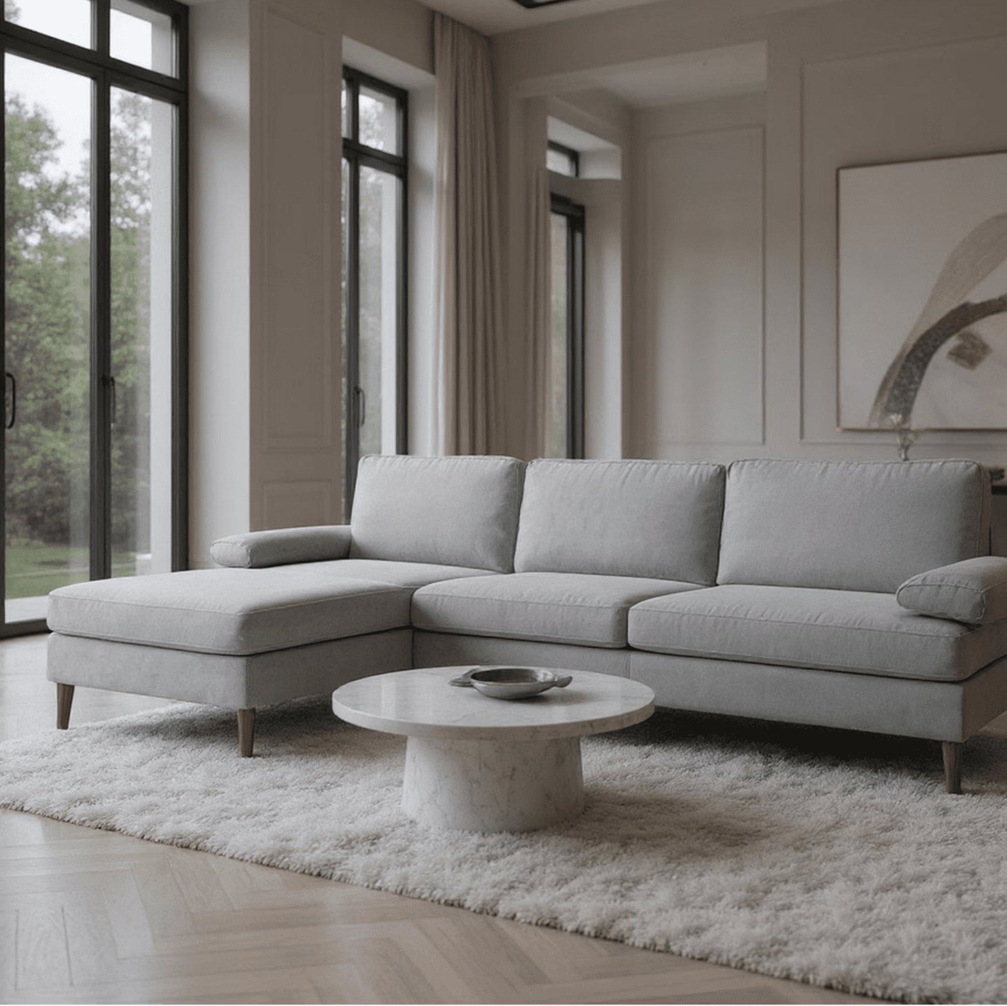 Gewnee 102.4'' Modern Convertible L-Shaped Sofa, 3-Seater with Movable Ottoman for Living Room & Apartments( Light Gray)