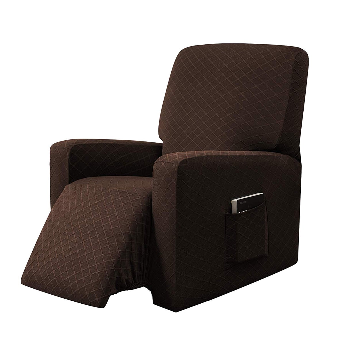Stretch Recliner Chair Cover with Side Pocket, Polyester and Spandex