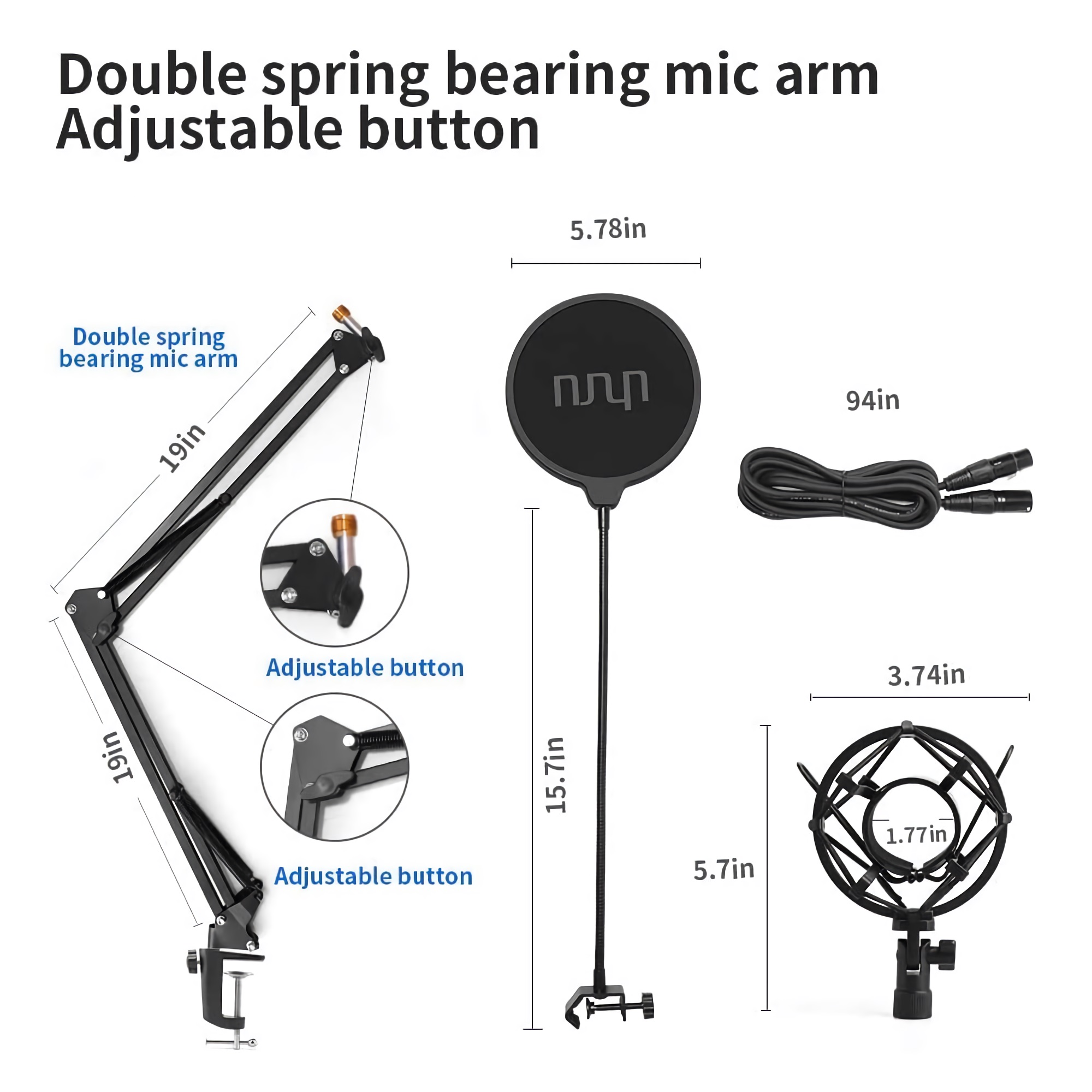 Condenser Microphone Set, Professional Studio Cardioid Microphone Kit with Boom Arm, Shock Mount for Streaming, Recording, Podcasts, YouTube - XM900