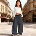 thumbnail image 2 of CPNG Girls and Boys Sweatpants Color Blocking Elastic High Waist Wide Leg Sweat Pants Soft Daily Wear Casual Baggy Running Fitness Long Pants, 2 of 4