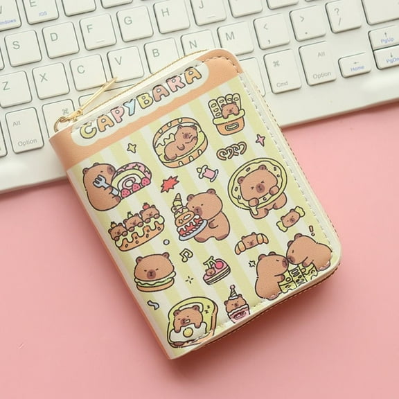 New Cute PU Leather Cartoon Card Wallets Capybara Money Coin Purse Short Wallet Coin Purse 8