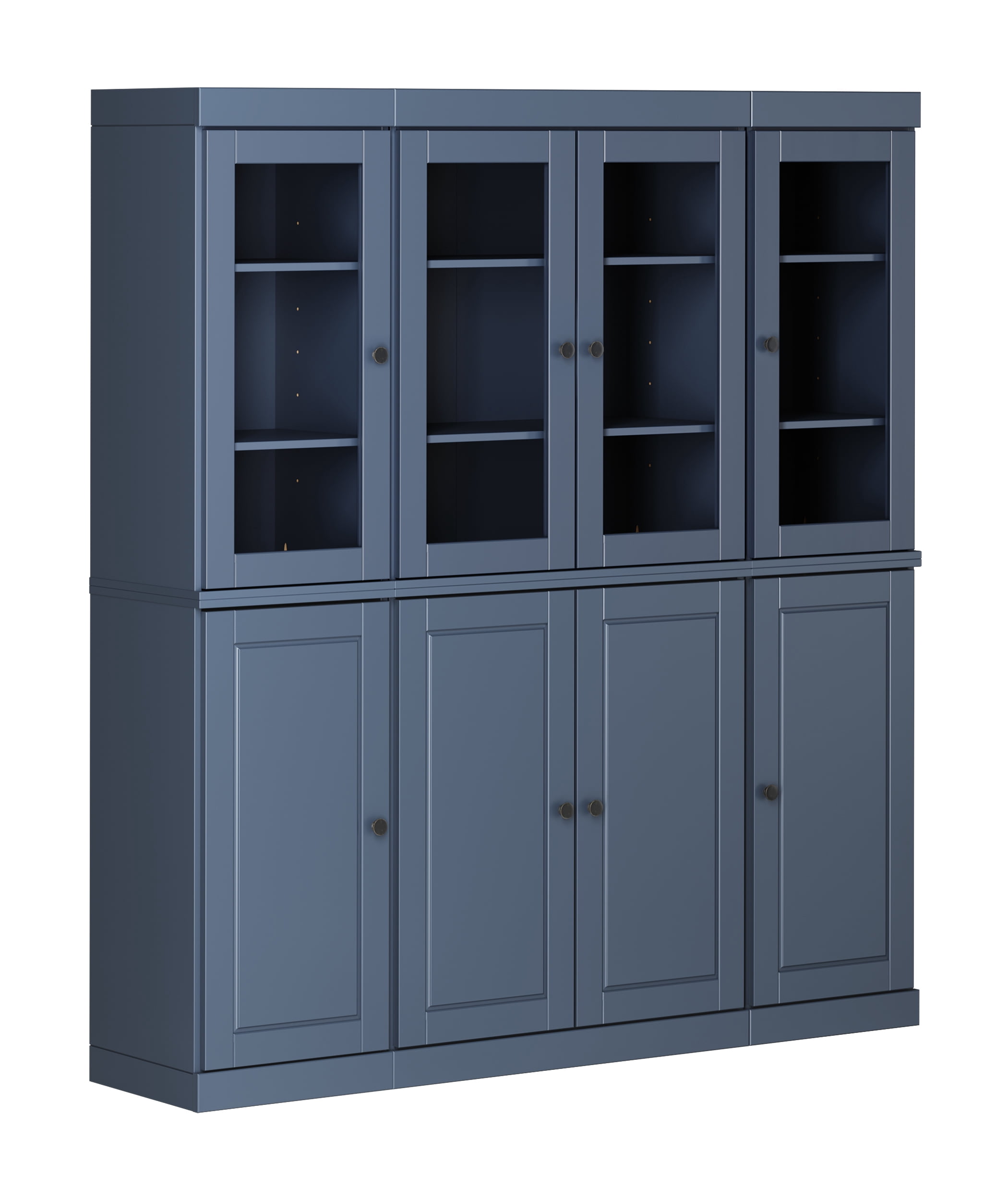 Palace Imports 100% Solid Wood Kitchen Pantry Storage Cabinet with Solid, Clear Glass Doors and Adjustable Shelves, Antique Blue