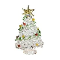 Shoreew Glass Christmas Tree Mini Tabletop Xmas Tree Figurine with Star Topper for Winter Holiday Table Mantel Shelf Home Decoration