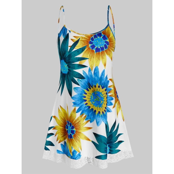 Más el tamaño de la impresión del girasol camisetas sin mangas Rosegal Camisetas sin mangas de talla grande