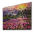 thumbnail image 2 of Designart 'Abstract Purple Cosmos Flowers With Bright Sun Over Mountainscape' Farmhouse Print on Natural Pine Wood, 2 of 3