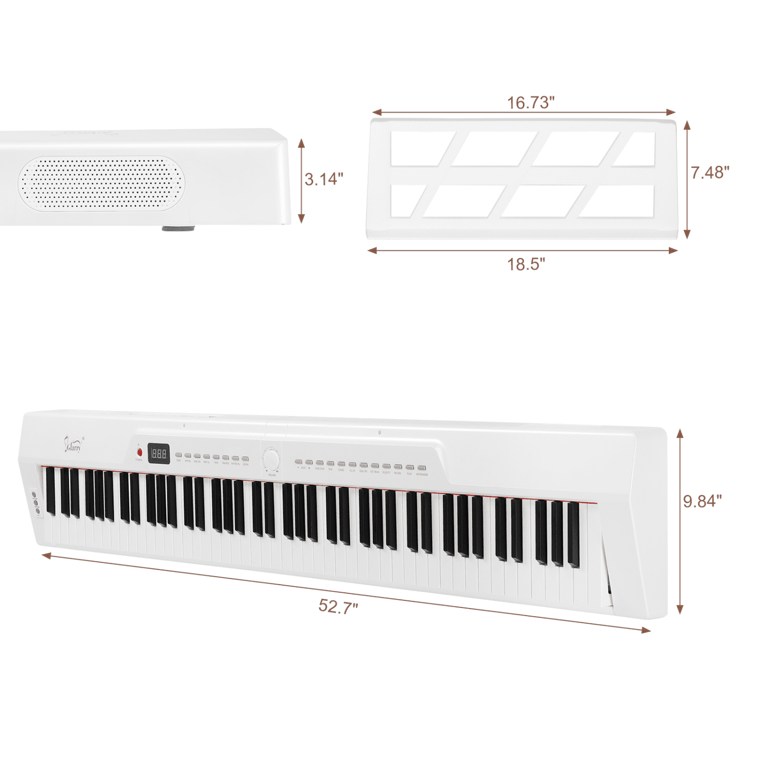 Hassch 88 Key Digital Piano Keyboard with Stand, Semi-Weighted Piano with Carrying Bag, MIDI Bluetooth, Pedal and Headphone, White