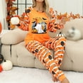 thumbnail image 6 of Halloween Pajamas for Women Long Sleeve Shirts and Pants Ghosts & Pumpkin Face Graphic Holiday Pjs 2 Piece Set Spooky Season Sleepwear, 6 of 7