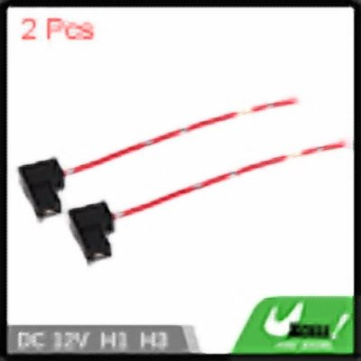 Unique Bargains H1 H3 Car Light Socket Headlight Wire Harness Connector Adapter DC 12V 2pcs