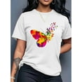 thumbnail image 1 of Camisetas con diseño gráfico para mujer, playera corta, clásico, estética, ropa de verano de los 90Colorful Butterfly Print Casual Fashion Top for Black Women, Featuring a Round Neck And Short Slee, 1 of 8