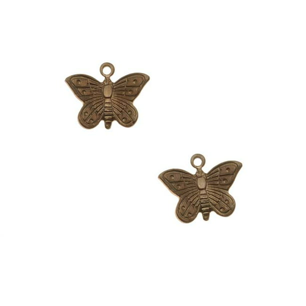 Vintaj Natural Brass Cute Teensie Butterfly Charms 11mm (2)