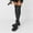 Black, variant on Tejiojio Clearance Women Boots Retro Shoes Casual Flat Boots Plus Size Over-The-Knee Zipper Boots