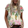 thumbnail image 2 of Pntutb Moda Casual Manga Corta Impreso O-Cuello Blusa Camiseta Suelta Señoras tops Pntutb Pntutb-4881, 2 of 3
