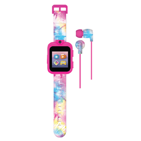 Playzoom Kids Smartwatch & Earbuds Set: Pink, Blue, Yellow Tie Dye