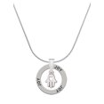 thumbnail image 1 of Delight Jewelry Silvertone Small Heart Hamsa Hand Joy Ring Charm Necklace, 18", 1 of 4