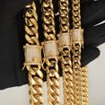 18k Gold Plated CZ Clasp Stainless Steel Miami Cuban Link Bracelet