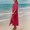 thumbnail image 6 of Qingpeng Womens Beach Cover Ups Button Down Swim Cover Up Long Sleeve Holiday Beachwear, 6 of 9