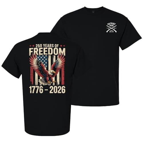Patriot Pride Men’s T-Shirt – America's 250th Anniversary of Freedom, Soaring Eagle in Flag Design, Black, Small