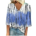 thumbnail image 2 of Summer Plus Size Tops For Women 2023 Trendy Summer V-Neck 3/4 Sleeve Print Casual T-shirt Blouse on Clearance, 2 of 5