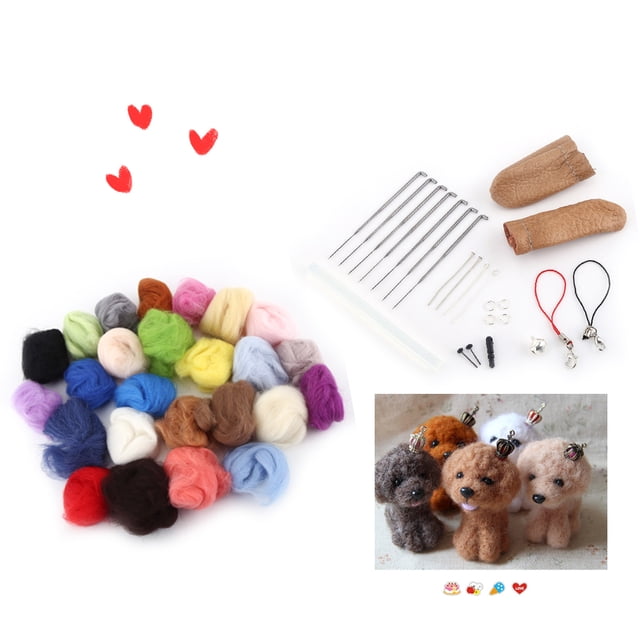 Needle Felting Kits, 25pcs Mixed Color Felting Wool Fiber Needle with Needles Starter Tools Kits Colorful Soft Roving for Crafting