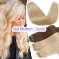 thumbnail image 2 of Benehair 100% Remy Real Human Hair Extensions Micro Ring Easy Loop In Hair Tips Nano Beans Russian Remy Hair Thick Strands 50g 16"-24" Striaght Blonde, 2 of 12
