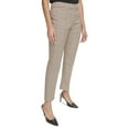 thumbnail image 3 of Calvin Klein Women's Petites Mid-Rise Straight Leg Pants Plaid Luggage Multi (Luggage Multi, 8P), 3 of 4