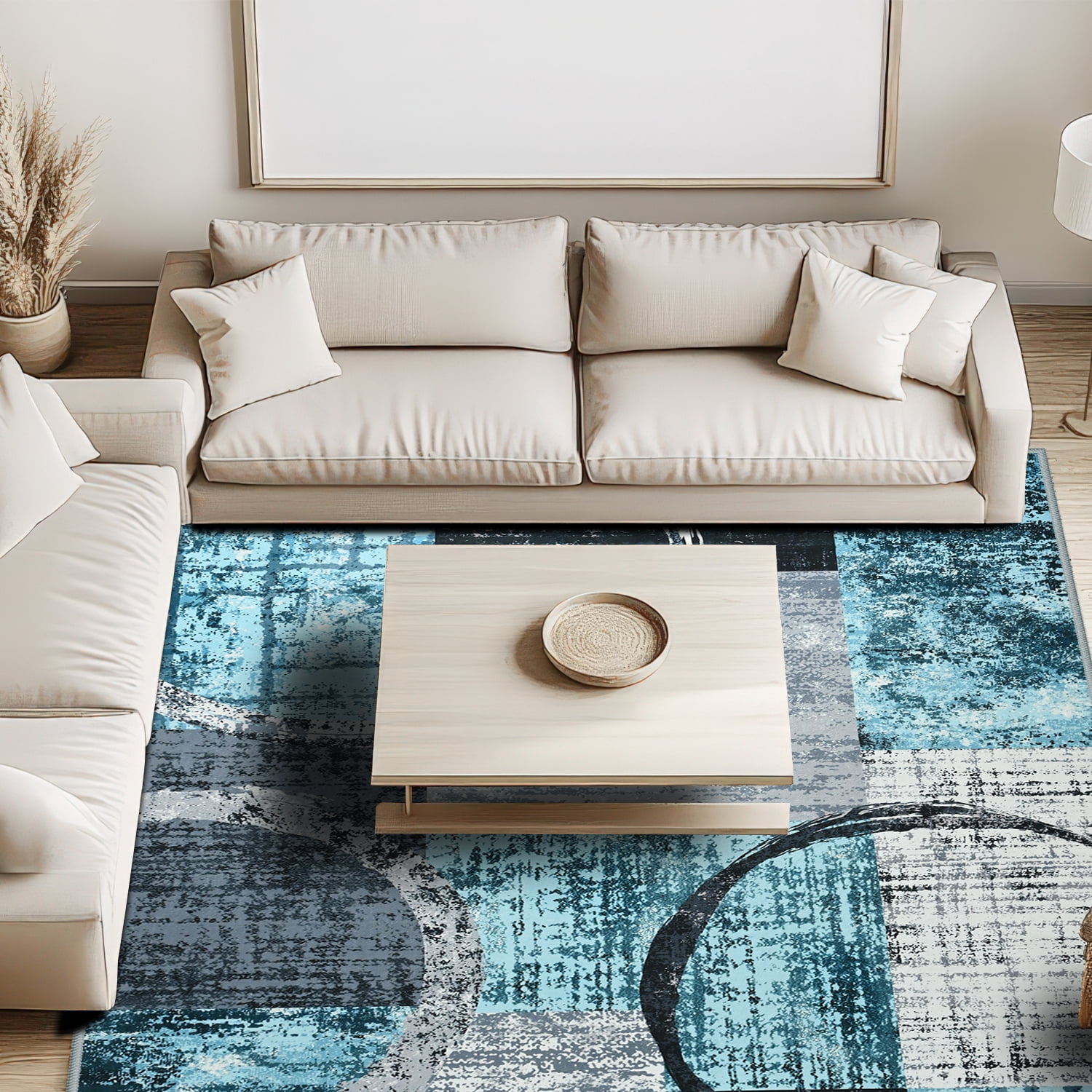 Ultrug Fluffy Rugs for Bedroom Abstract Area Rug for Living Room Decor Nursery Carpet,6'x9',Blue
