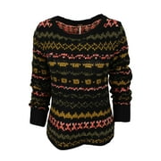 Free People Women's Black Combo Cotton Wool Blend Fair Isle Sweater