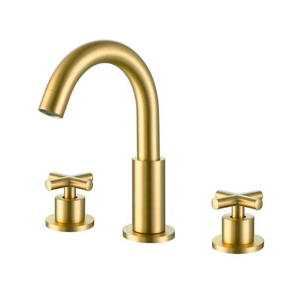 Two Cross Handle Deck Mounted Widespread Faucet, 3-Hole Bathroom Basin Faucet