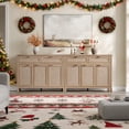 thumbnail image 3 of SICOTAS 43.5"W Farmhouse Sideboard Set of 2 with 3 Rattan Doors & 2 Large Drawers – Boho Storage Cabinet with Adjustable Shelves & Anti-Tip Kit for Living Room, Entryway, Kitchen,Light Oak, 3 of 10