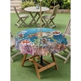 thumbnail image 4 of Outdoor Tablecloth with Umbrella Hole for Patio/Picnic/Party/Camping, Turtle Coastal Waterproof Table Cloth Round Cover Washable, Nautical Ocean Summer Beach Coral Octopus (Dia 54"), 4 of 8