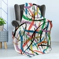 thumbnail image 4 of Art Abstract Soft Flannel Fleece Throw Blanket, Contemporary Novelty Artwork with Irregular Jumble Colorful Line Strokes, Cozy Plush for Indoor and Outdoor Use, 50" x 60", Multicolor, by Ambesonne, 4 of 5