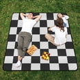 thumbnail image 5 of Coolnut Black and White Plaid Large Picnic & Outdoor Beach Blanket, Waterproof Foldable Sandproof 3-Layer Picnic Mat for Camping,Hiking,Travel,Park,Concerts,78"x78", 5 of 6