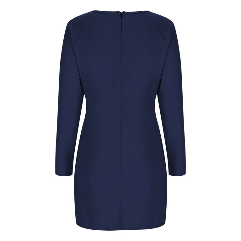WRKEKC Womens Dresses Casual Solid Color Long Sleeve Boat Neck Mini Dress  for Fall Winter Bodycon Soft Knit Back Zip Curve Hugging Silhouette and ...