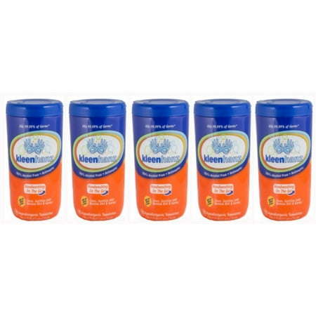 (Pack of 5) Kleenhanz Hand Wipes Towelettes Canister, 70 Ct