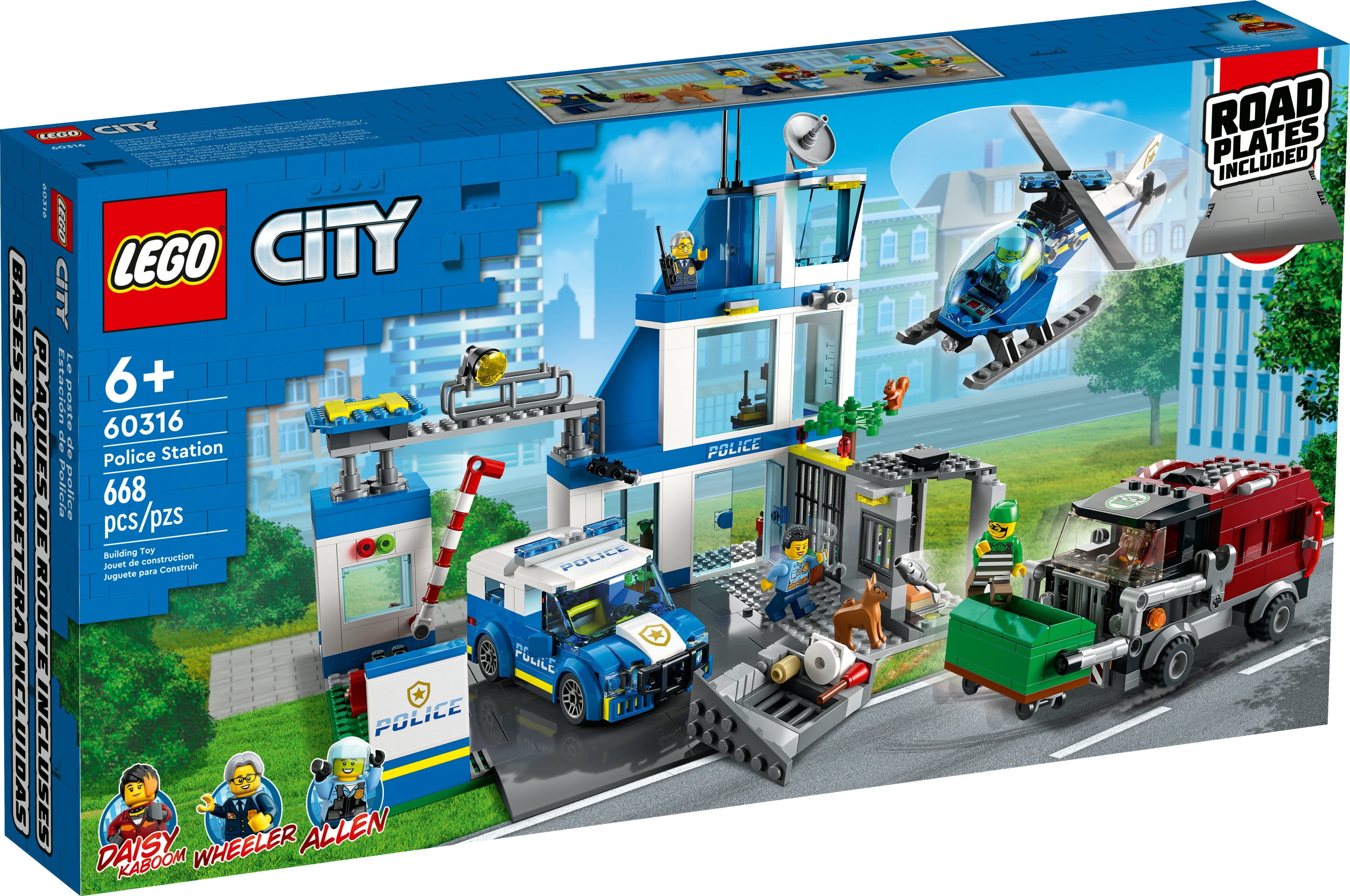 LEGO City Police Station with Van, Garbage Truck & Helicopter Toy 60316,  Gifts for 6 Plus Year Old Kids, Boys & Girls with 5 Minifigures and Dog Toy